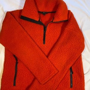 J.Crew Red Fleece Quarter Zip